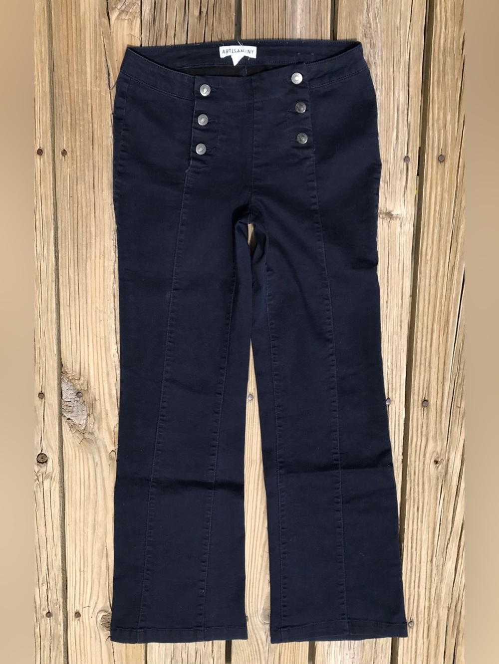 Ladies 6 8 ARTISAN NY SolidNavy Blue Stretchy Thick Canvas Sailor Casual Pants